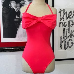 Kate Spade Georgica Beach Geranium Bandeau Maillot Swimsuit, Small, NWOT
